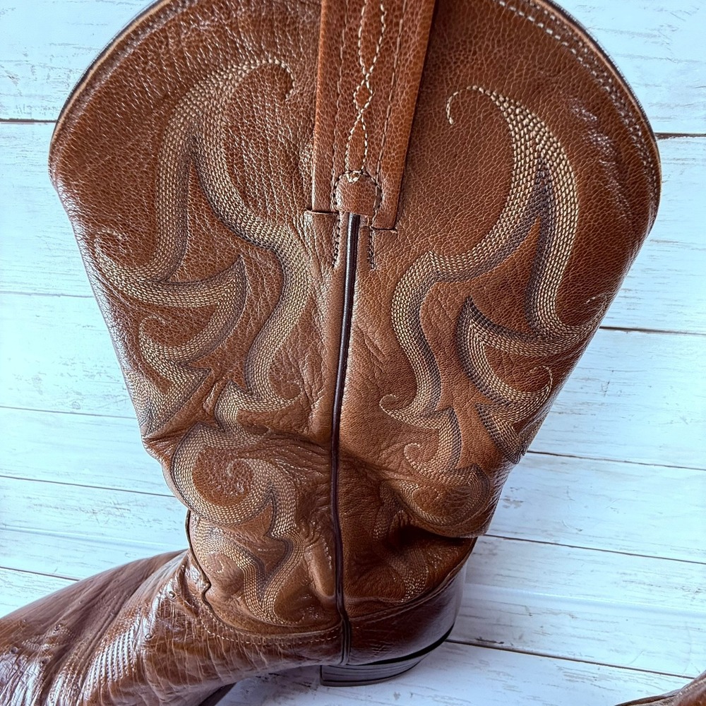 Tony Lama Mens Brown Leather Western Cowboy Boots Pointed Toe Size 11 EE MadeUSA - Picture 5 of 10